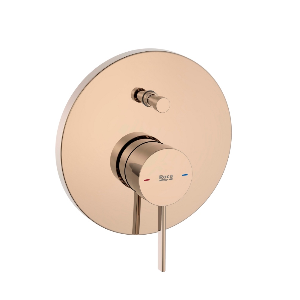 Cut out image of the Roca Ona Rose Gold Dual Outlet Bath Shower Valve